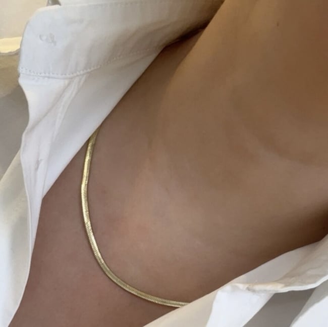 Çelik 14K Gold İnce İtalyan Kolye 45cm