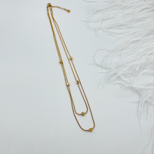 Çelik 2'li Dorika  Kolye 50cm