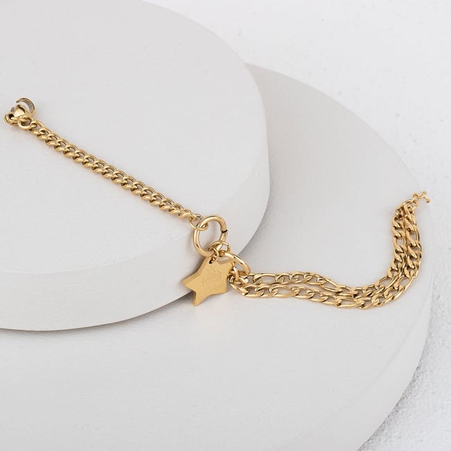 Çelik Yıldızlı Bileklik 18cm