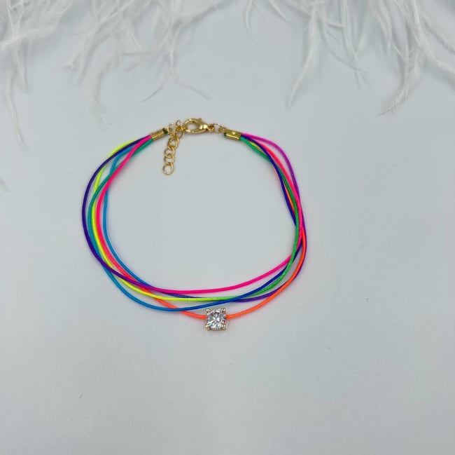 Neon İpli Tek Taş Halhal