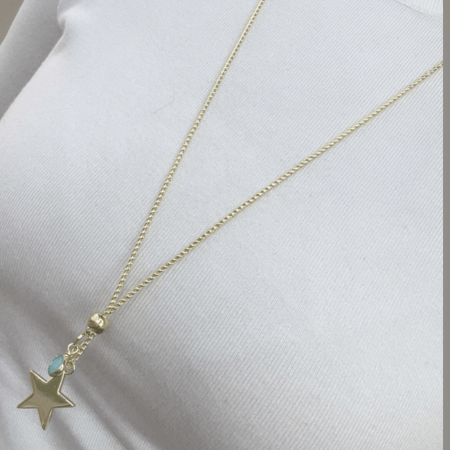 Özel Seri 14K Gold Asansörlü Yıldızlı Kolye 70 cm