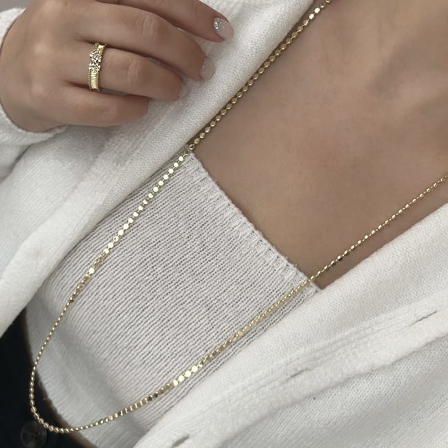Özel Seri 14K Gold Ezme Zincir Kolye 90cm