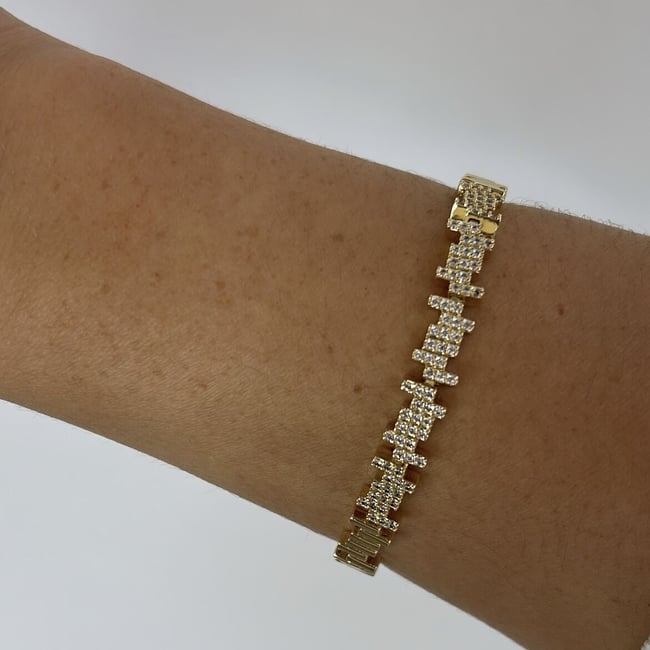 Özel Seri 14k Gold Taşlı Ritim Bileklik 19cm