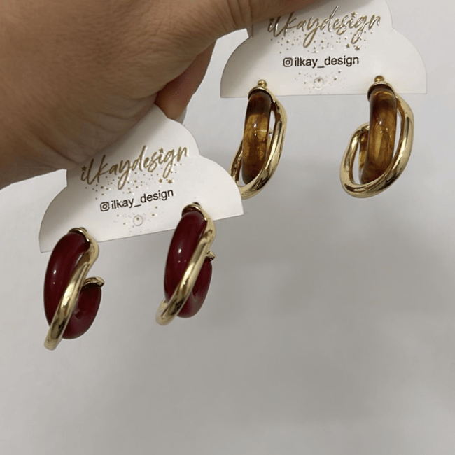 Özel Seri Gold Detaylı Halka Küpe 2,5cm