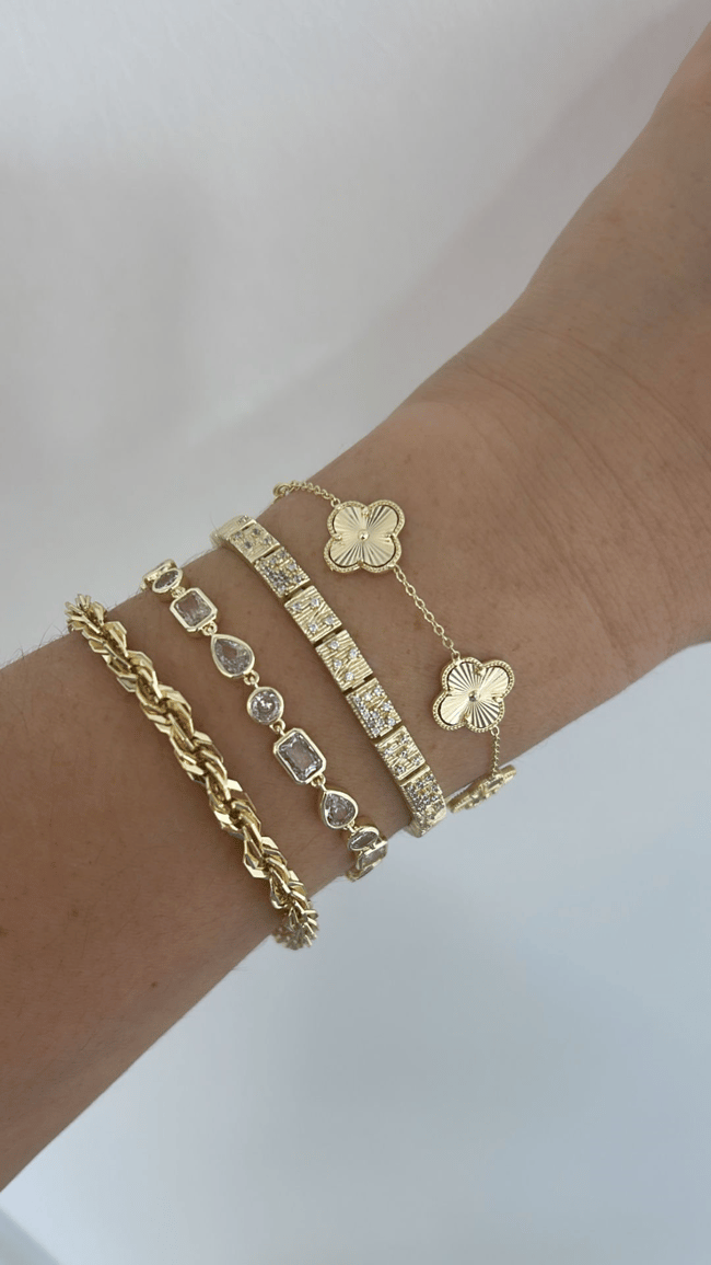 Özel Seri Gold Yonca Bileklik 21cm
