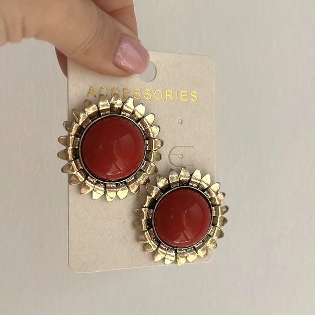 Özel Seri Kırmızı Daire Küpe 4 cm