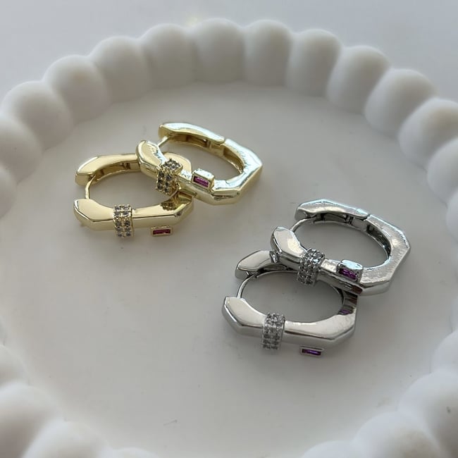 Özel Seri Köşeli Oval Baget Küpe 2,5cm