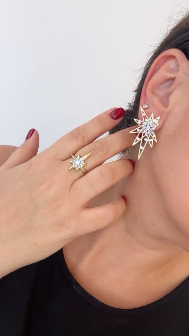 Özel Seri Kutup Yıldızlı Küpe 4 cm