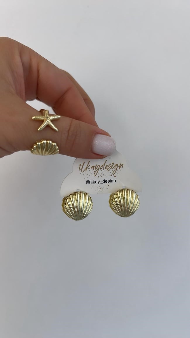 Özel Seri Midye Kabuklu Küpe 1,5 cm