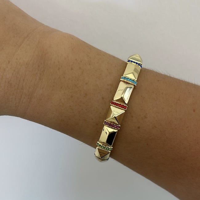 Özel Seri Renkli Taşlı Köşeli Lastik Bileklik