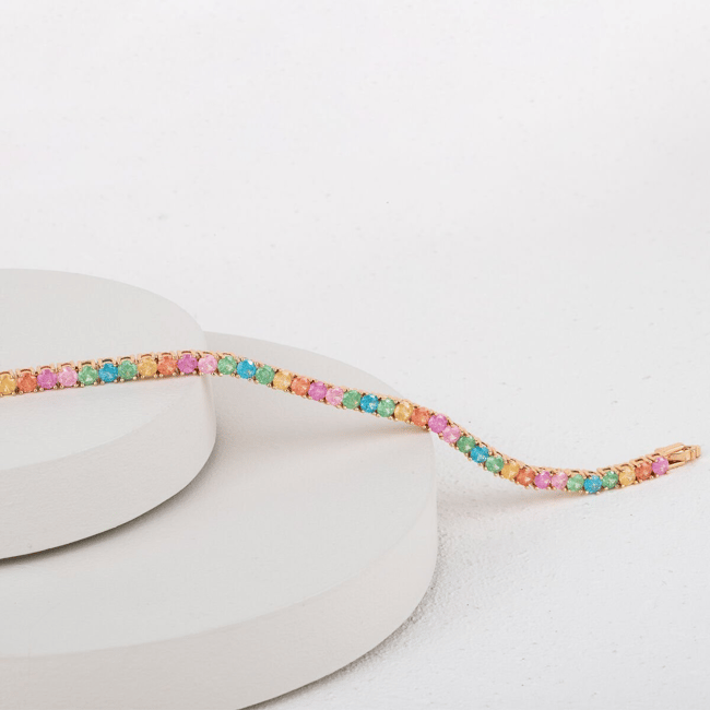 Özel Seri Renkli Zirkon Taşlı Su Yolu Bileklik 19cm