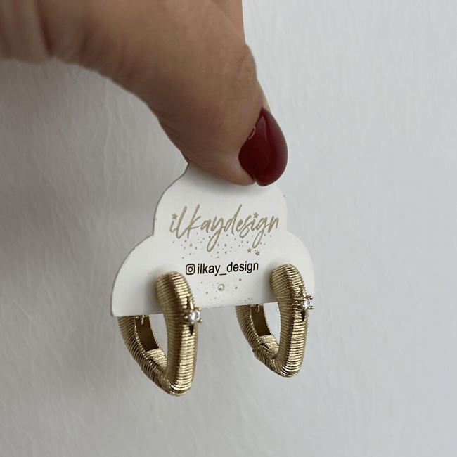 Özel Seri Taşlı Kalp Küpe 2cm