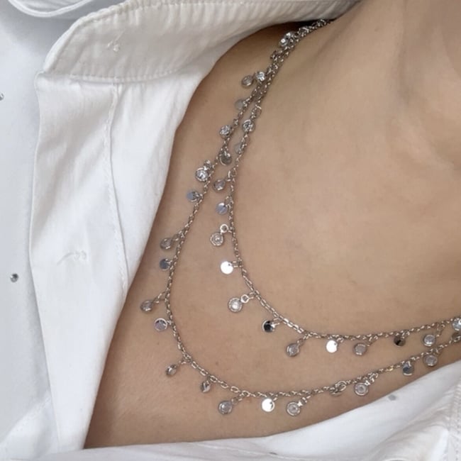 Özel Seri Taşlı Pullu Kolye 95cm