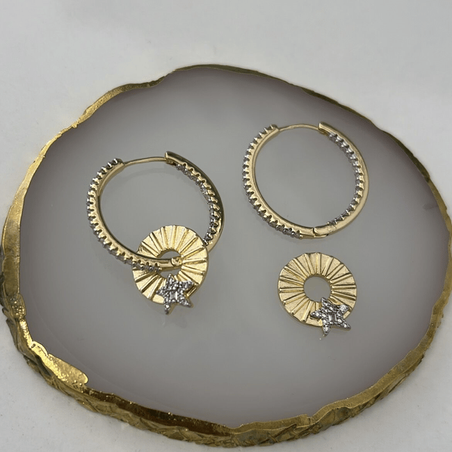 Özel Seri Yıldız Charmlı Halka Küpe 3cm