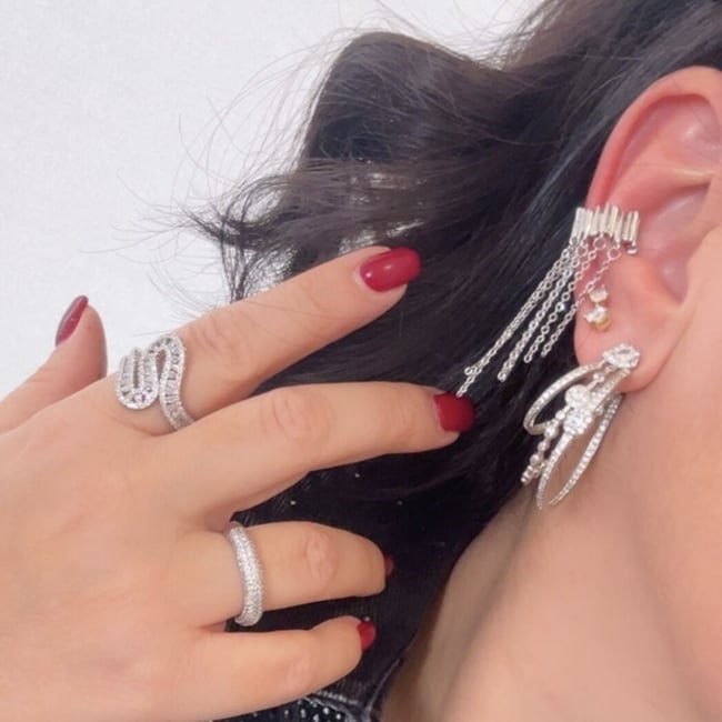 Özel Seri Zirkon Baget Taşlı ATS Halka Küpe 3,5cm