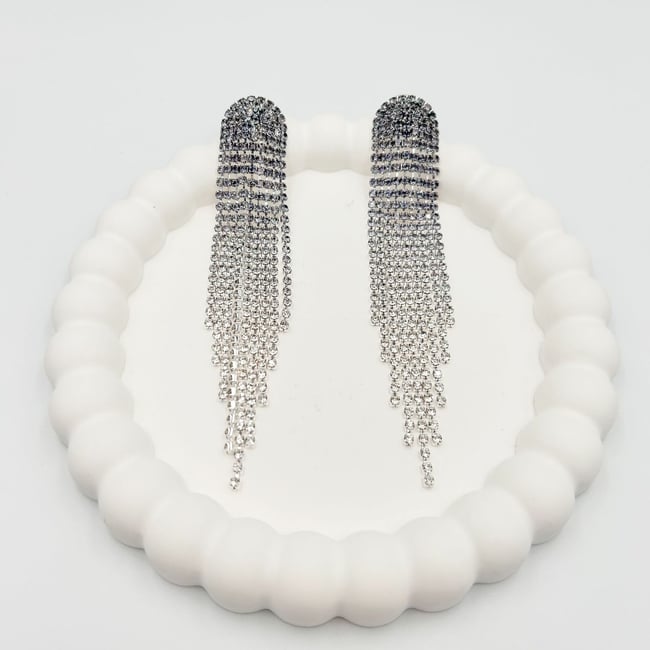 Özel Seri Zirkon Taşlı 2 Renkli Küpe 10 cm