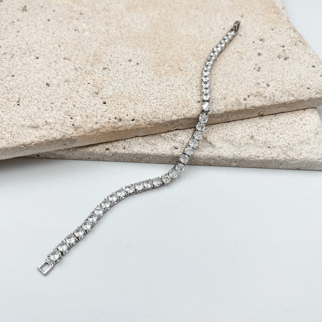 Özel Seri Zirkon Taşlı Döküm Su Yolu 4ml Bileklik 17cm
