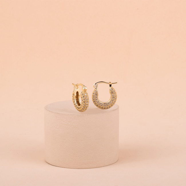 Özel Seri Zirkon Taşlı Halka Küpe 1,8cm