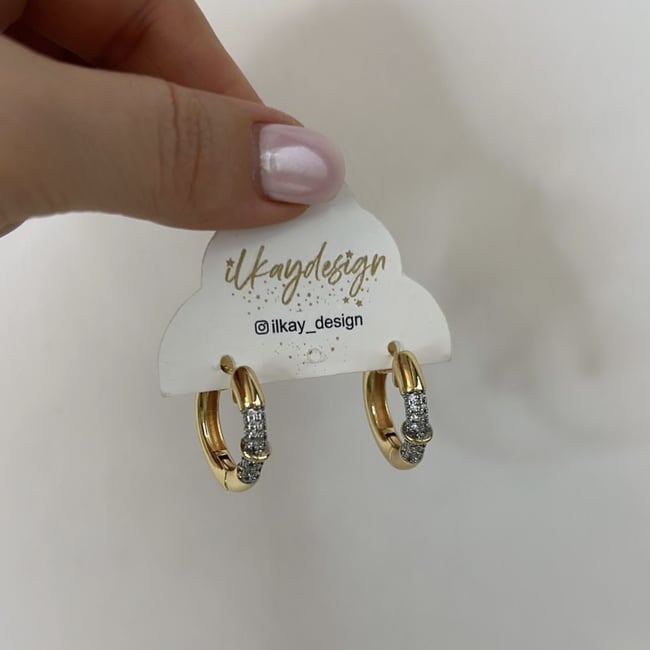 Özel Seri Zirkon Taşlı Halka Küpe 2 cm