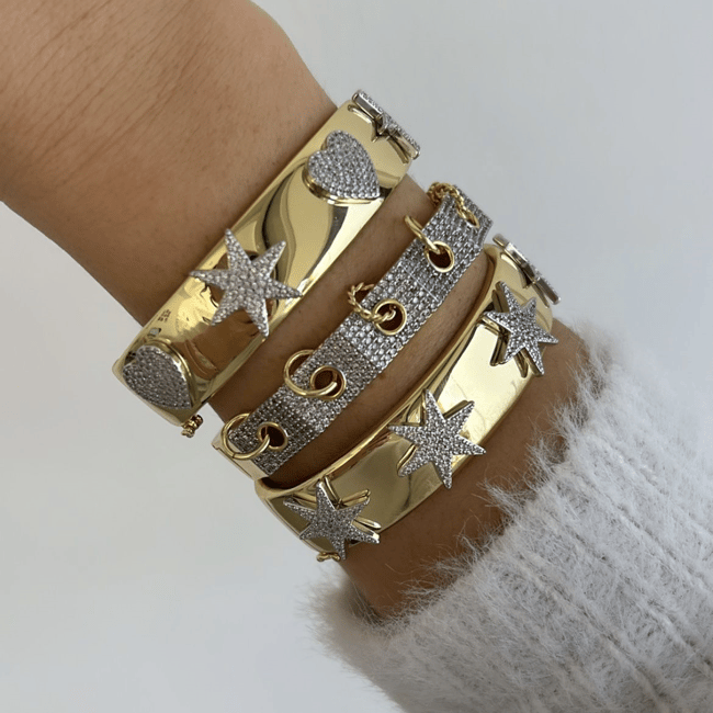 Özel Seri Zirkon Taşlı Halkalı Kelepçe 18cm