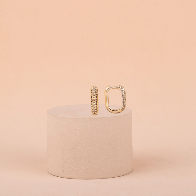 Özel Seri Zirkon Taşlı Oval Küpe 1,5cm