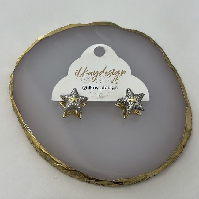 Özel Seri Zirkon Taşlı Yıldız Küpe 1cm