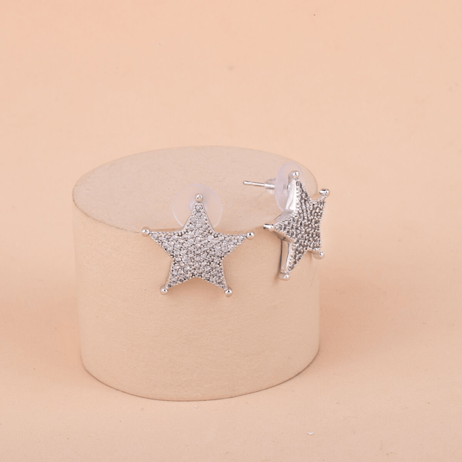 Özel Seri Zirkon Taşlı Yıldız Küpe 2cm