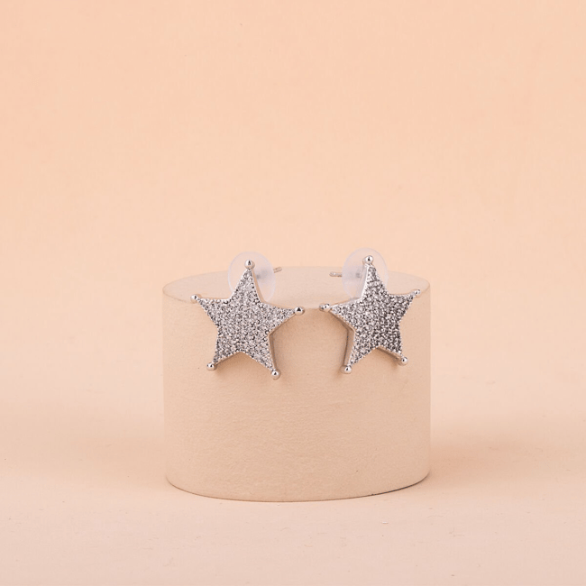 Özel Seri Zirkon Taşlı Yıldız Küpe 2cm