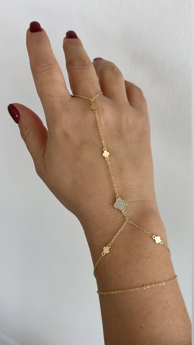 Özel Seri Zirkon Taşlı Yoncalı Şahmeran Gold