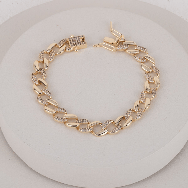 Özel Seri Zirkon Taşlı Zincir Bileklik 17cm