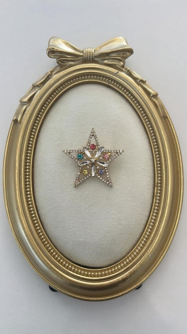 Renkli Taşlı Yıldız Broş 4cm