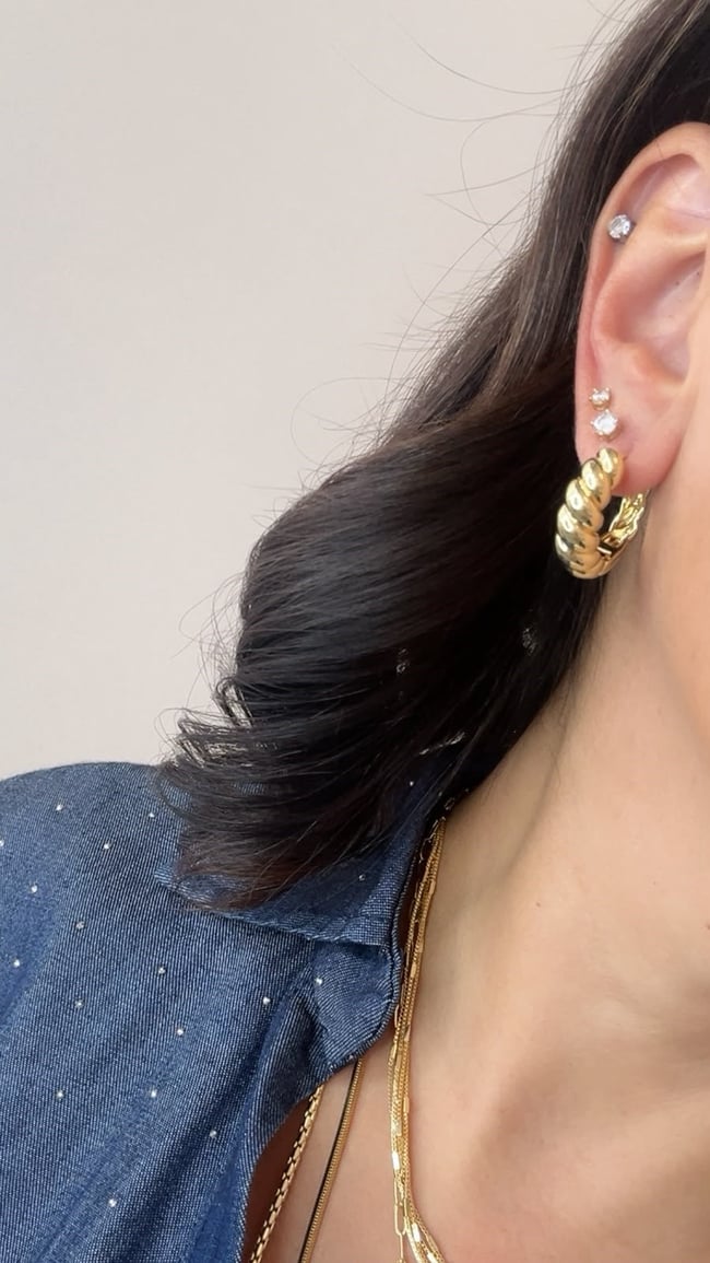 Vip Seri 14K Gold Burgu Halka Küpe 2cm