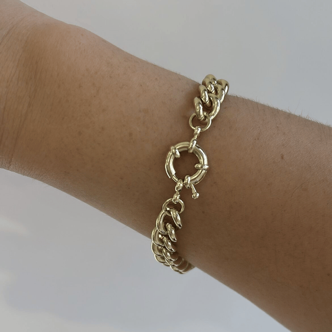 Vip Seri 14k Gold Dümen Kilitli Zincir Bileklik 20cm