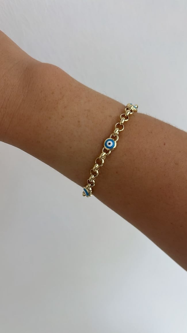Vip Seri 14K Gold Nazar Boncuklu Bileklik 20 cm