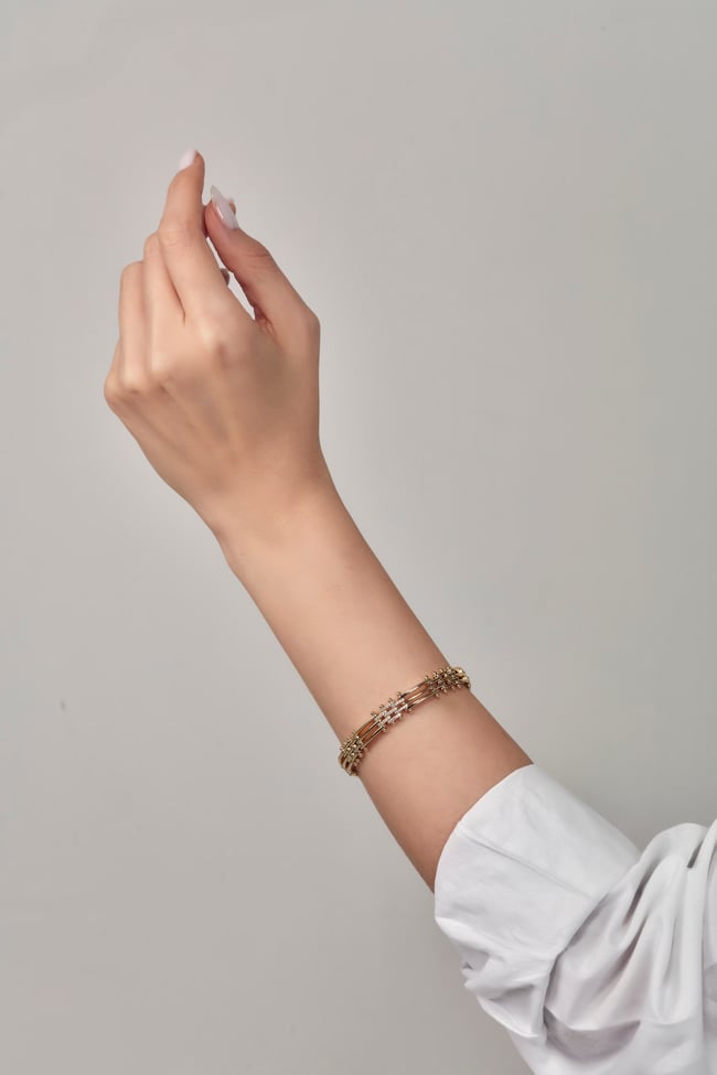 Vip Seri 14k Gold Taşlı Bileklik 19cm