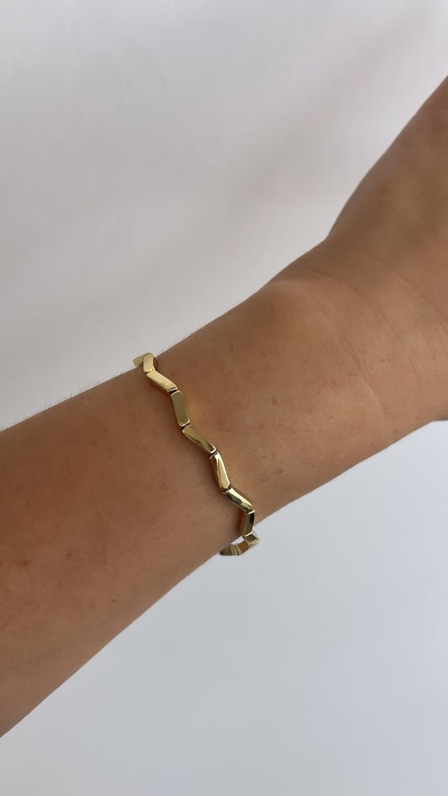 Vip Seri 14K Gold Zigzag Bileklik 19 cm