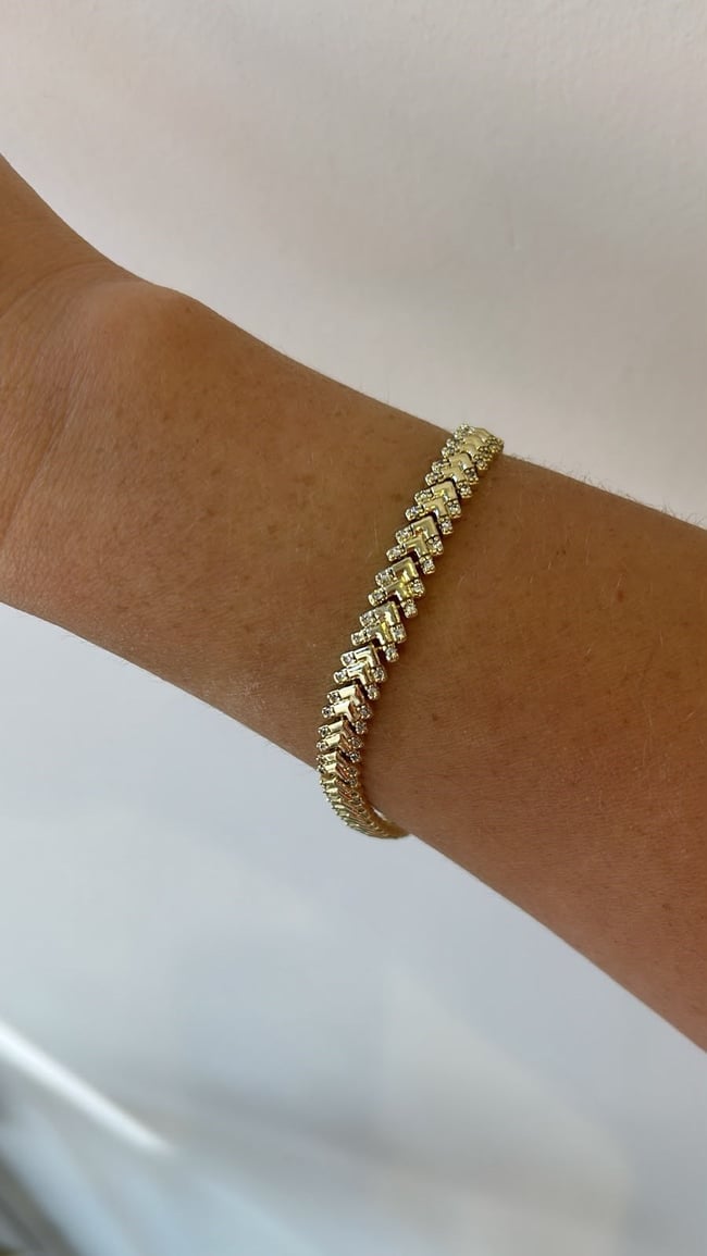 Vip Seri Gold Taşlı Çavuş Bileklik 18 cm