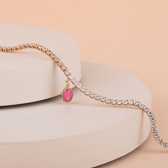 Vip Seri Pembe Taşlı Su Yolu Halhal 25cm