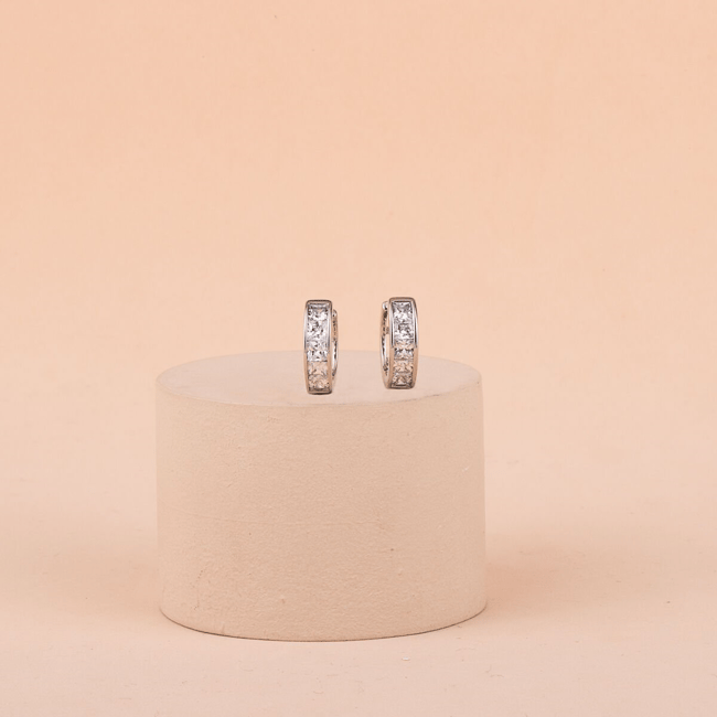 Vip Seri Zirkon Taşlı Halka Küpe 1,3 cm