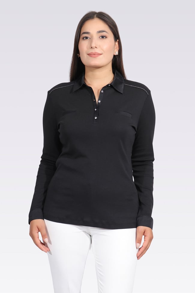 10664 SATEN GARNİLİ ŞIK ÖRME BLUZ