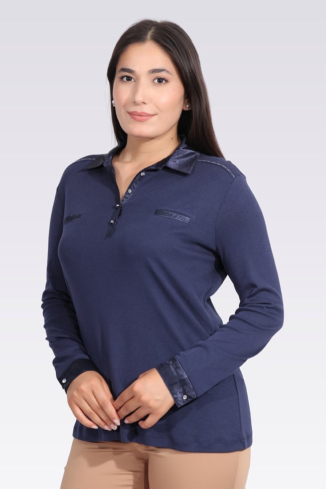 10664 SATEN GARNİLİ ŞIK ÖRME BLUZ