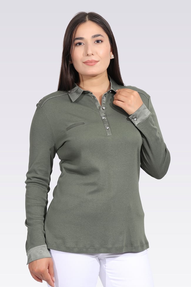 10664 SATEN GARNİLİ ŞIK ÖRME BLUZ