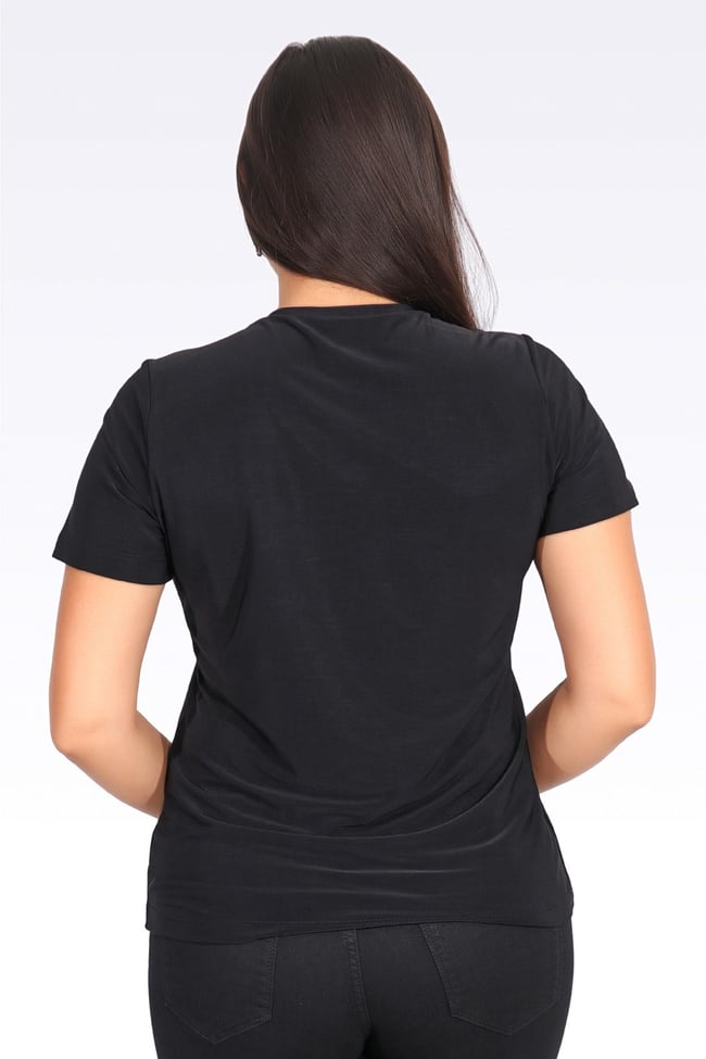 10693 BİSİKLET YAKA KISA KOL ŞIK KUMAŞ ÖRME BLUZ