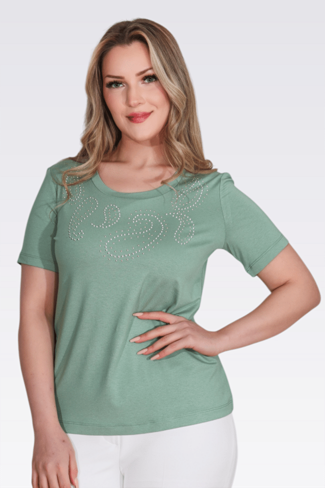 10741 TAŞ BASKILI ÖRME BLUZ