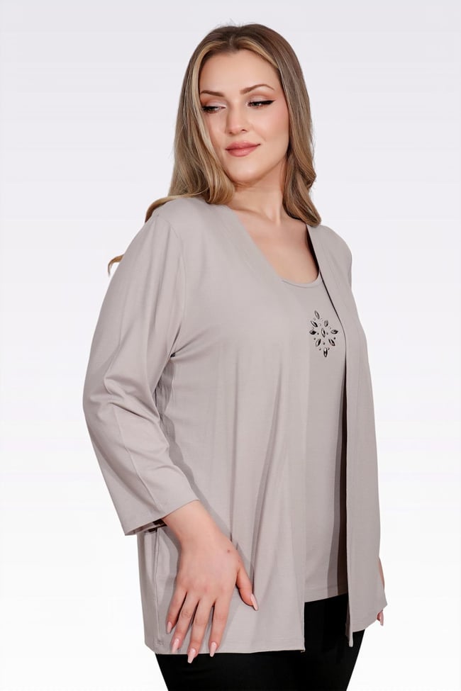 10743 TAŞ DETAYLI ÖRME İKİLİ TAKIM