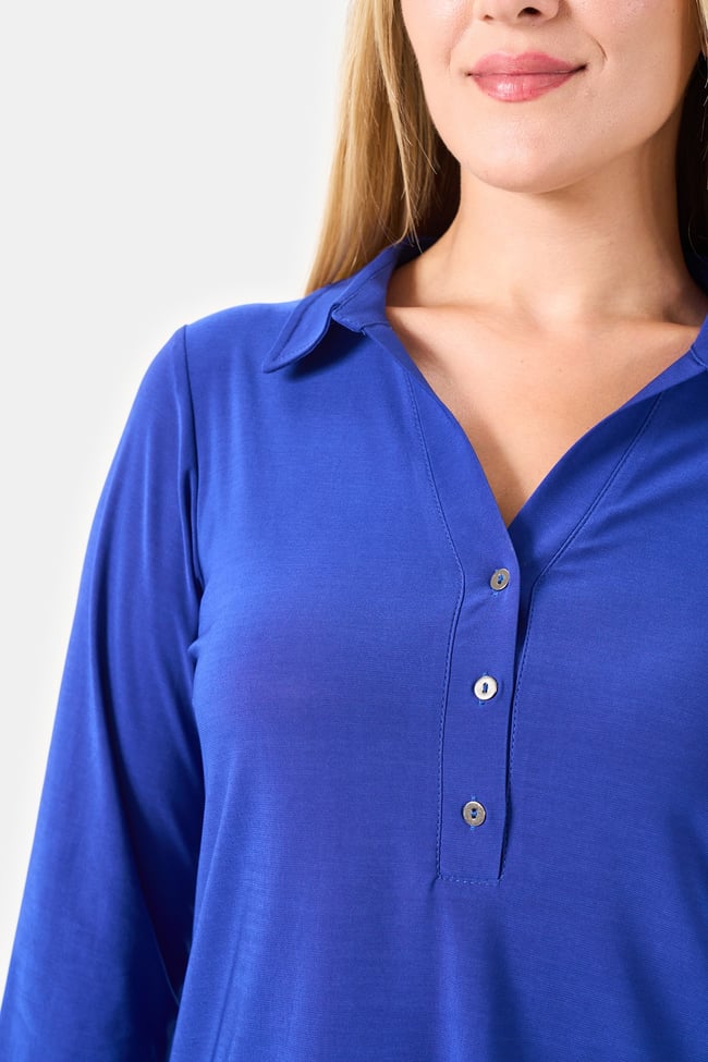 10751 POLO YAKA TRUVAKAR KOL ÖRME BLUZ
