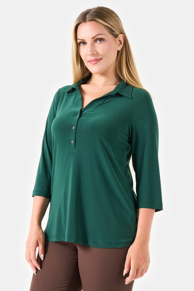 10751 POLO YAKA TRUVAKAR KOL ÖRME BLUZ