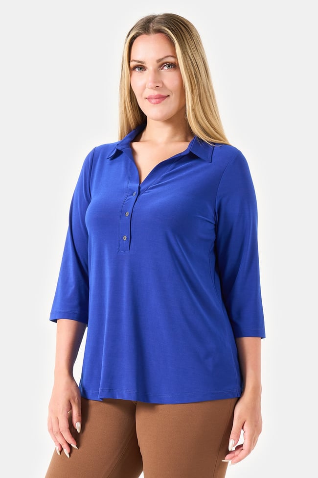 10751 POLO YAKA TRUVAKAR KOL ÖRME BLUZ