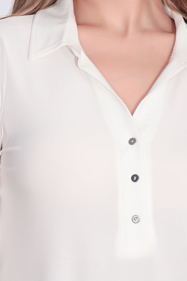 10751 POLO YAKA TRUVAKAR KOL ÖRME BLUZ