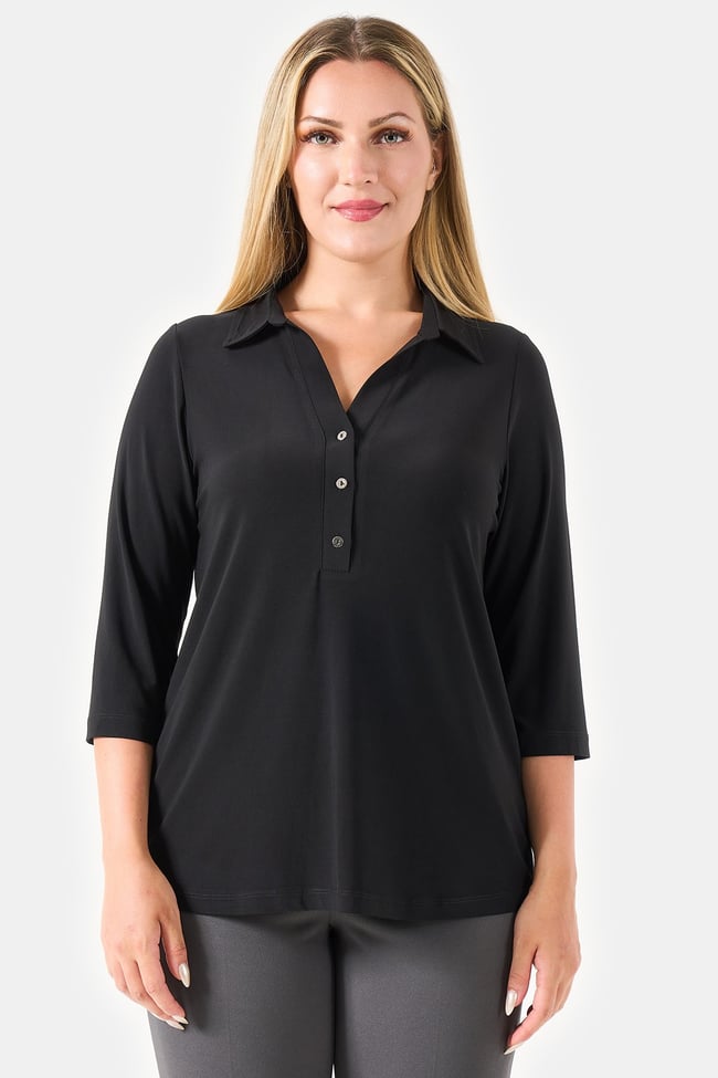 10751 POLO YAKA TRUVAKAR KOL ÖRME BLUZ